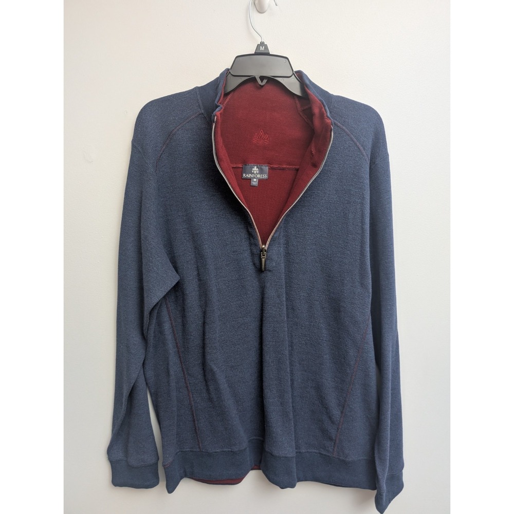 C2 Rainforest Sweatshirt 1/4 Zip Heavyweight Cotton Blend‎ Navy Men Med No Flaws